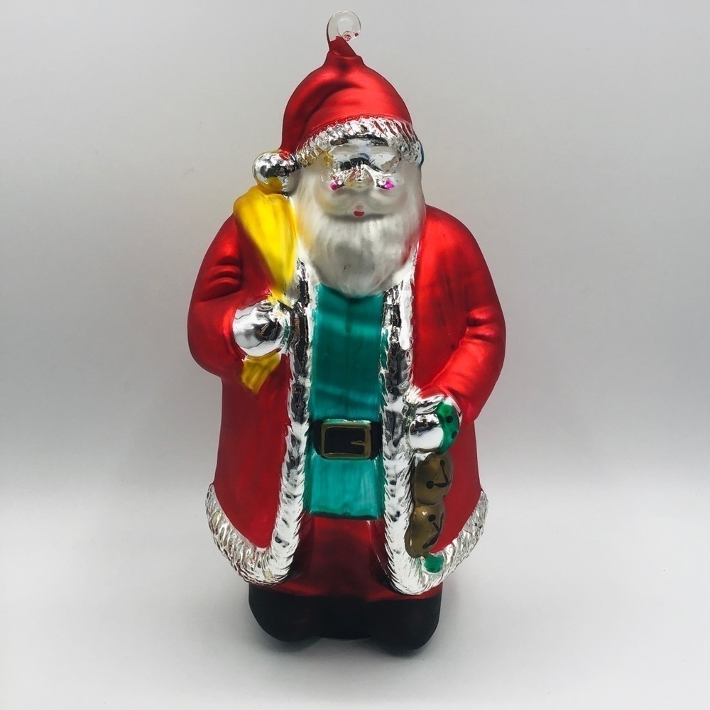 Vtg Dept 56 St Nick Santa Claus Large 9” Christmas Ornament Mercury Glass Red
